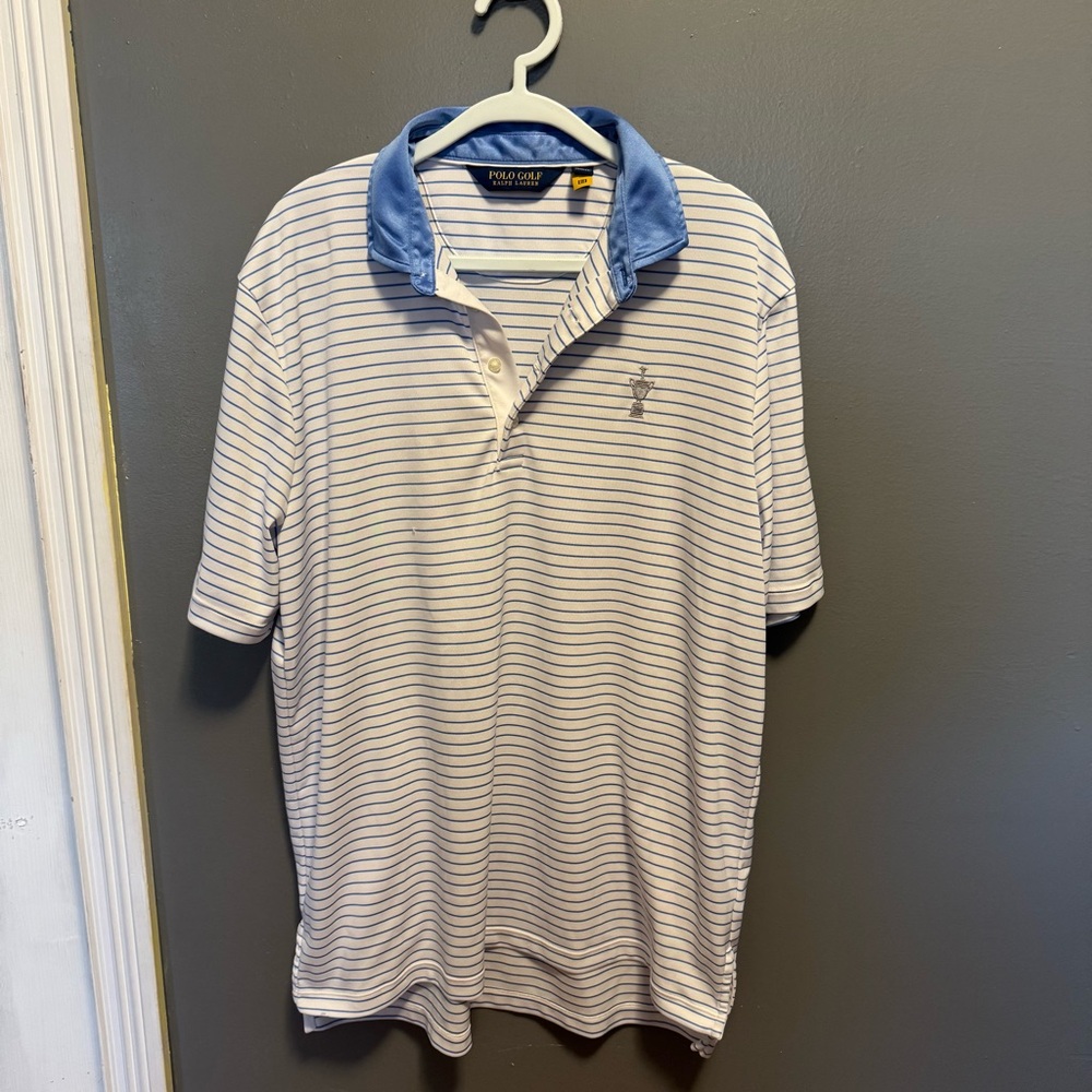 Polo Ralph Lauren Shirt Mens L Golf 122 US Open Performance Striped